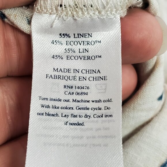 Faherty Womens Button Up Linen Shirt Dress Size L Beach Costal Travel Vacation - Picture 5 of 9